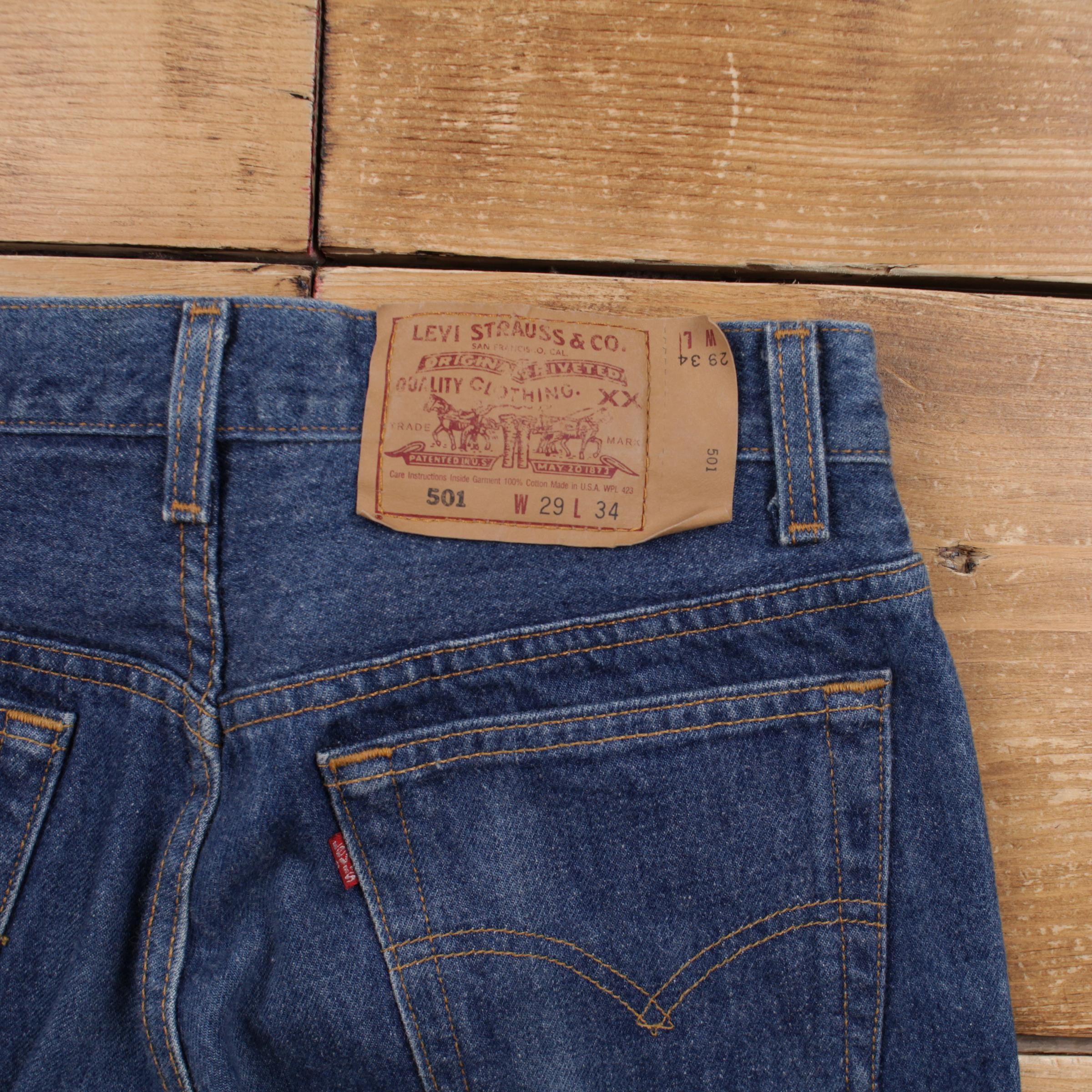 Vintage Levis 501 Jeans 28 X 34 USA Made 90s Dark Wash Straight