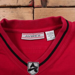 Vintage Avirex T-shirt 2XL Mens 00s V-neck Jersey Red Streetwear Y2k Hip Hop image 3
