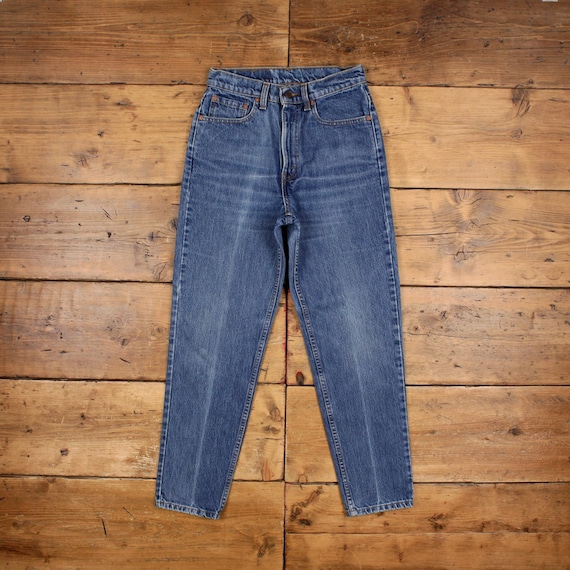 Vintage Levis 521 Jeans 27 x 28 Stonewash Straight Blue Womens Red Tab Denim