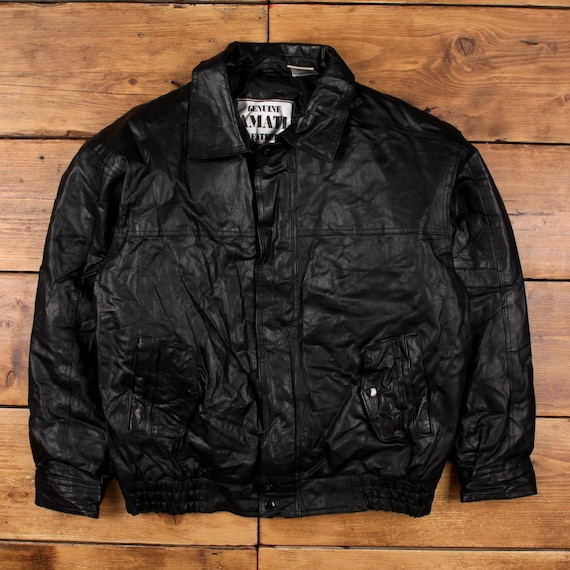 ジャケット・アウター vintage learher bomber jacket black NEEDS STORE Womens Oversized Leather Jacket with Sleeves Bomber