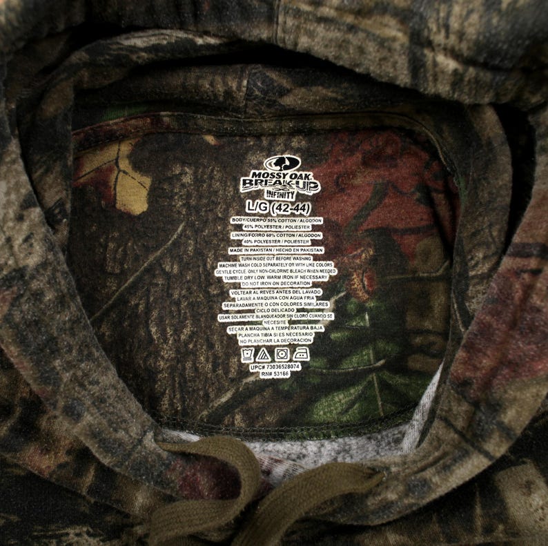 Felpa con cappuccio Mossy Oak taglia L da uomo, con logo mimetico, ideale per attività all'aperto e caccia, colore marrone. immagine 3