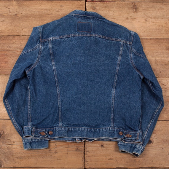 dark blue trucker jacket