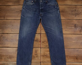 Jean Levis 501 38 x 34 cm bleu foncé droit délavé