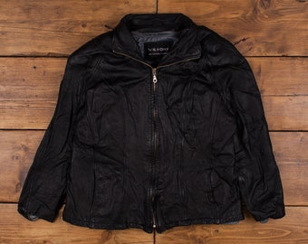 Vintage Wilsons Leather Jacket L Biker Black Womens Zip
