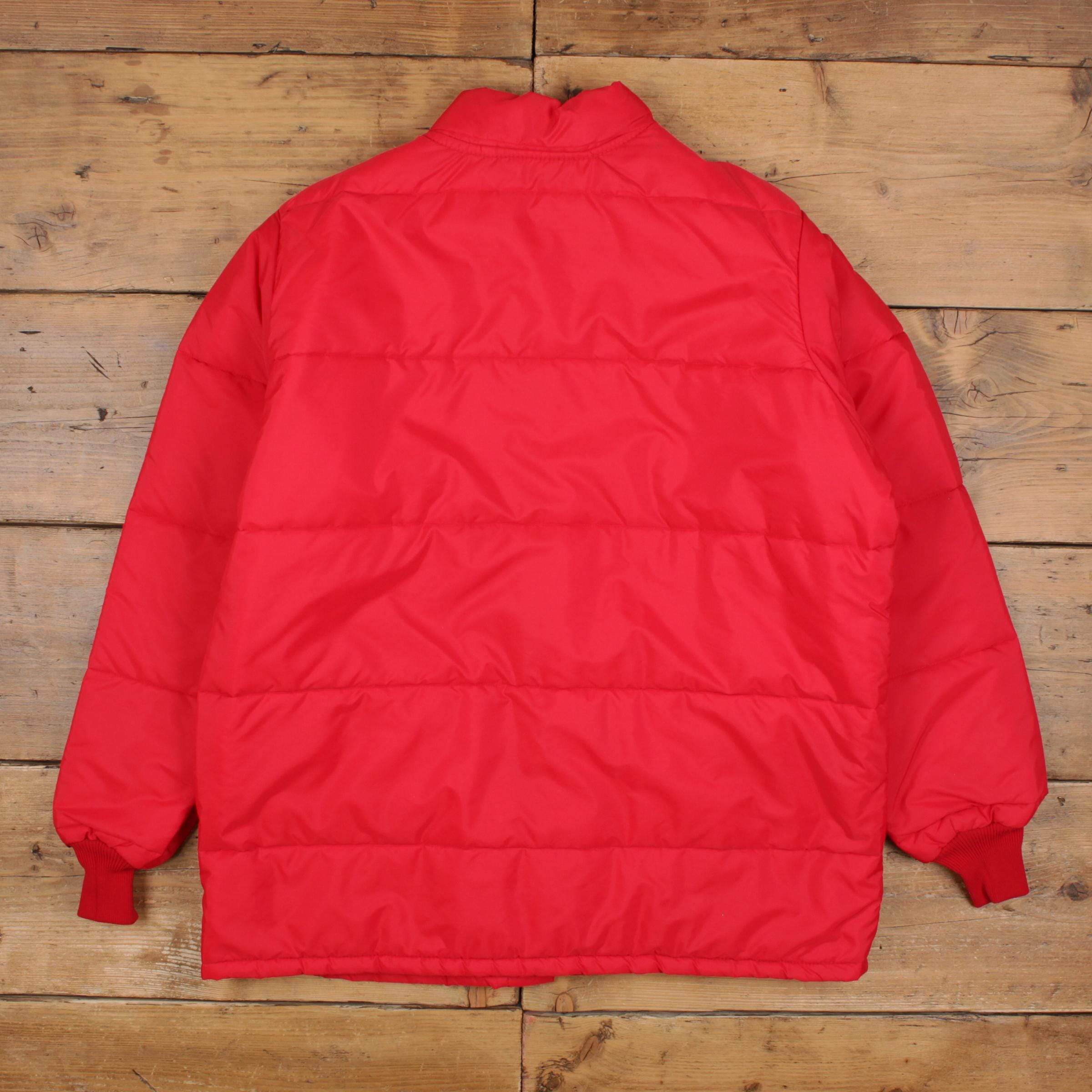 Vintage Weathercaster Puffer Jacket L Mens USA Made 80s Red