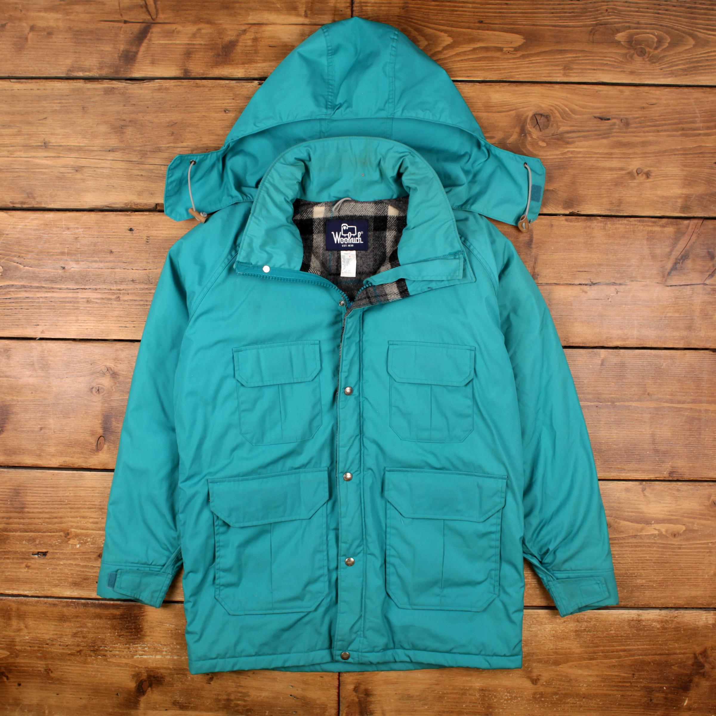 Vintage Woolrich Outdoor Jacket M 90s Blanket Lined USA Made Green 