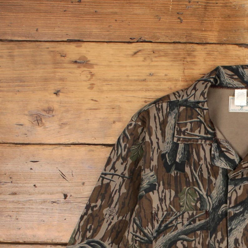 Vintage Mossy Oak Jacke L Herren 80er Jahre USA Camo 3 Pocket Jagd Overshirt Chore Bild 5