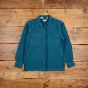 Vintage L.L.Bean Chamois Shirt Button M USA Made 80s Womens Long Sleeve Blue