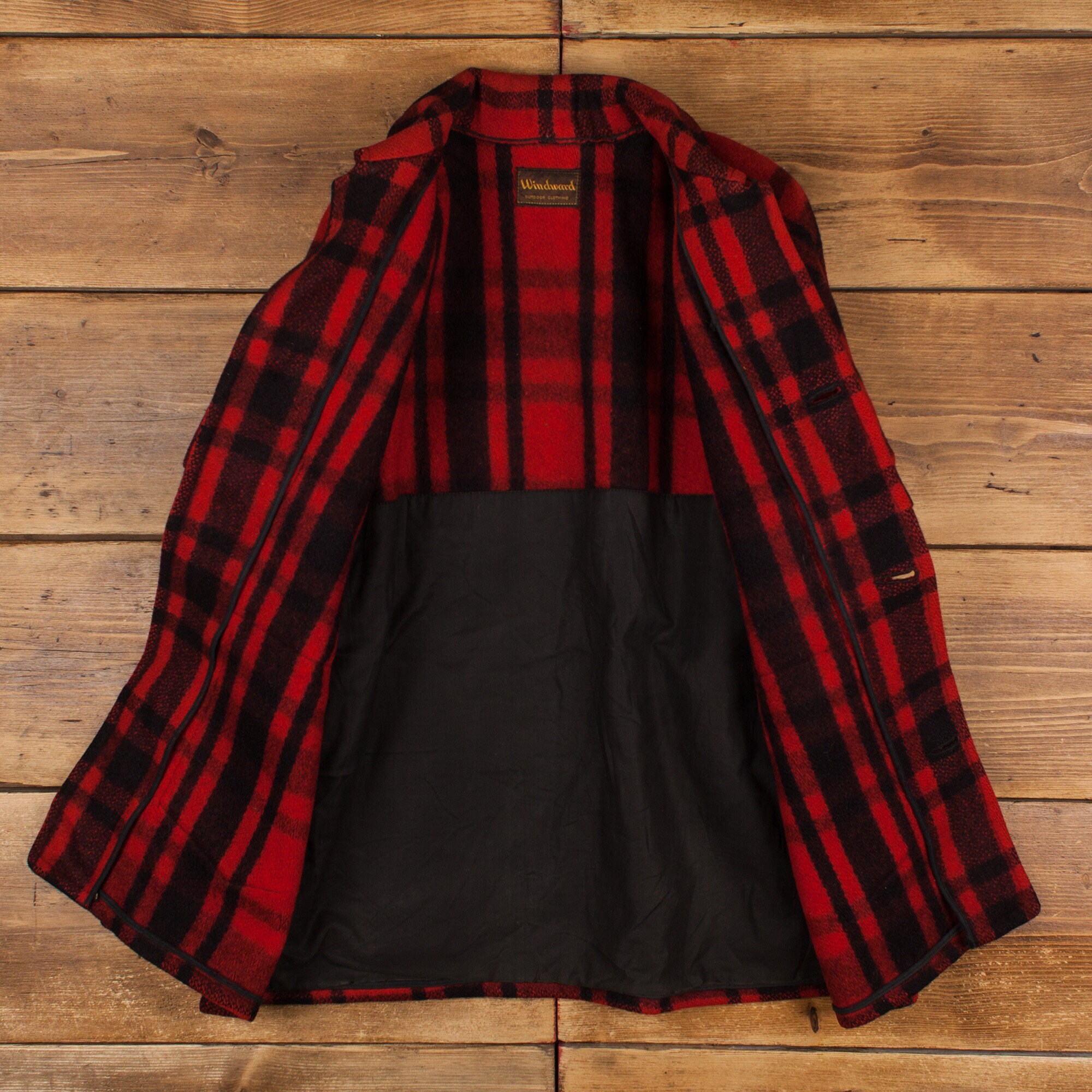 ジャケット・アウター 50's vintage wool cross jacket Vintage Windward Wool Jacket L 50s Hunting Check Red Button