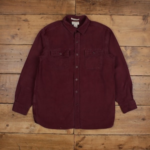 Vintage L.L.Bean Chamois Shirt Button L Mens Long Sleeve Red Solid