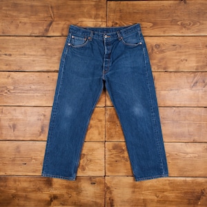 Vintage Levis 501 Jeans 35 x 27 Dark Wash Straight Blue Red Tab Denim