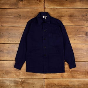 Vintage French Workwear Jacket S Blue Button Chore Utility Cotton