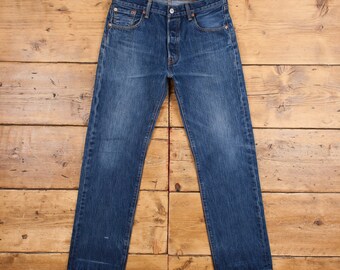 Vintage Levis 501 Jeans 30 x 30 Lavado Medio Recto Azul Rojo Tab Denim