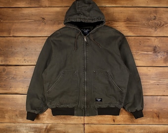 Vintage Walls Workwear Jacket L Active Tall Brown Zip - Etsy