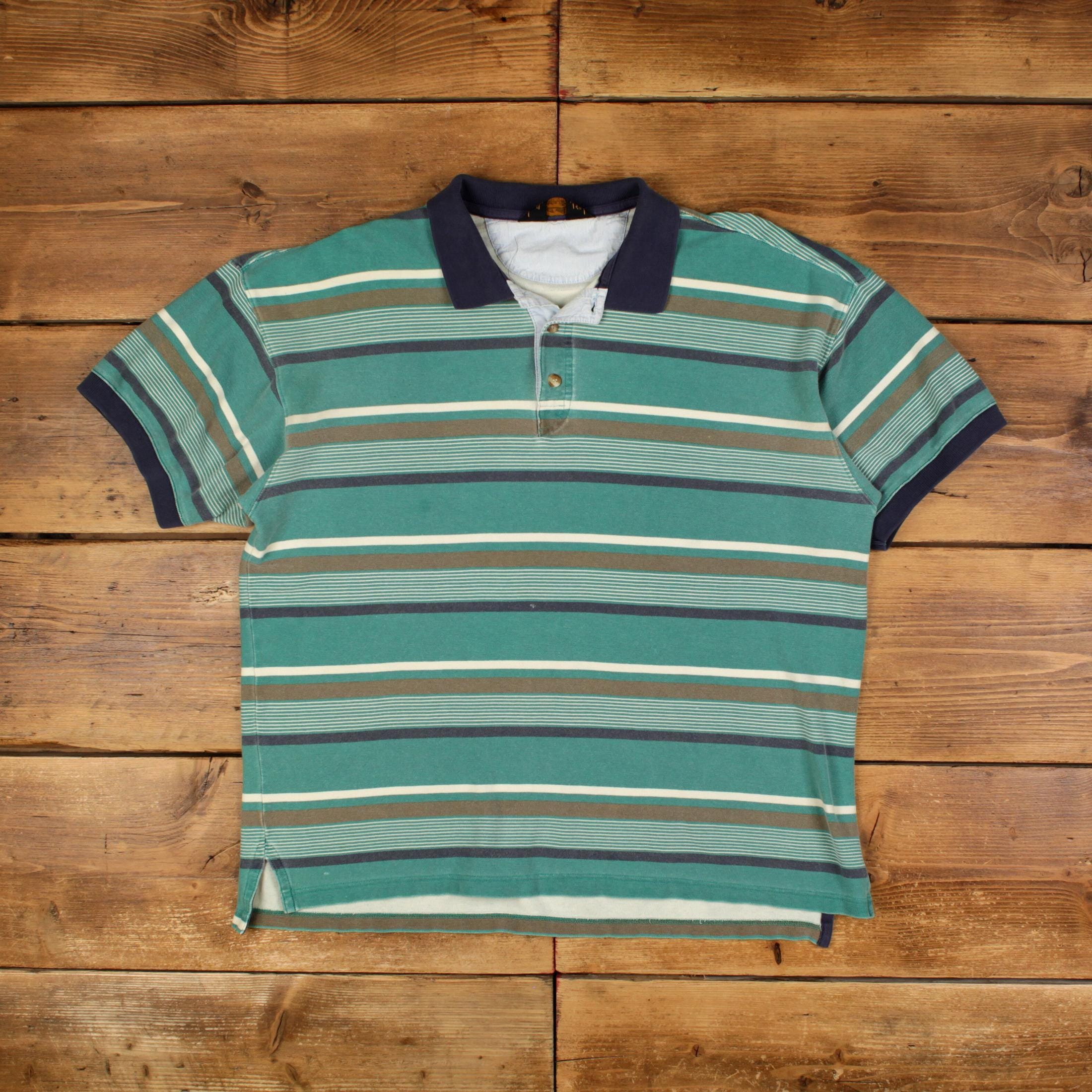 Vintage Eddie Bauer Polo Shirt T Shirt 2XL Stripe Green Tee - Etsy