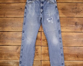Vintage Wrangler Jeans Pants Trousers 35x34 Denim Western Mens Straight Blue