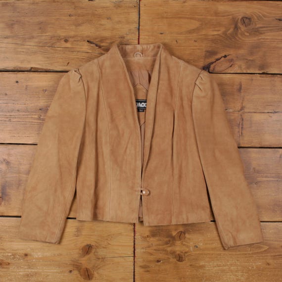 Vintage Foxmoor Suede Jacket S Womens 90s Brown Tan Lined Puffed