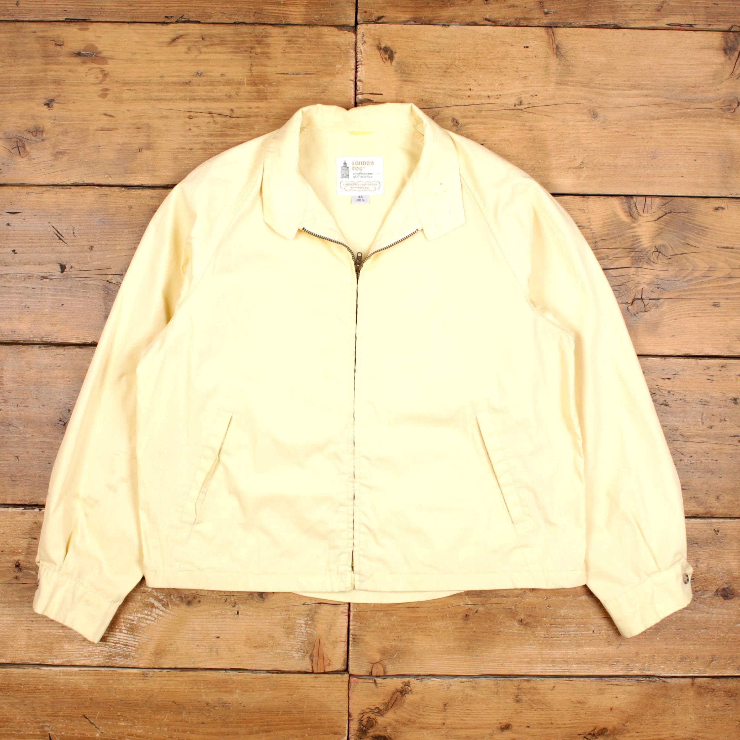 Vintage London Fog Windbreaker Jacket 46 Mens 80s Yellow Casual