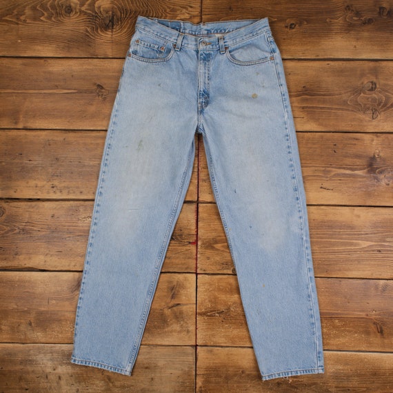 Vintage Levis 550 Jeans 34 x 32 90s Stonewash Tapered Blue Red Tab Denim