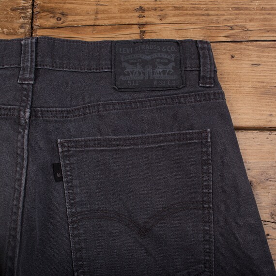 Vintage Levis 511 Jeans 33 X 30 Medium Wash Tapered Grey Black Tab