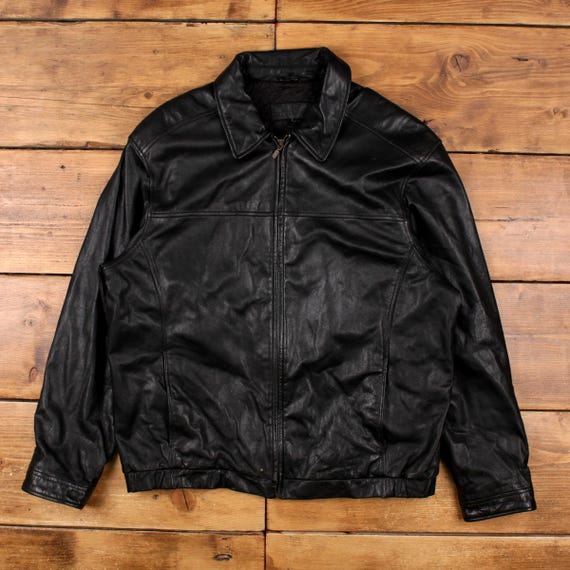 Vintage John Ashford Outdoors Leather Jacket L 90s Bomber Black - Etsy
