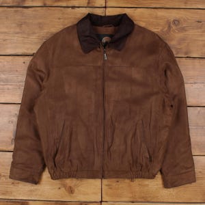 Vintage Weatherproof Faux Suede Jacket L Bomber Brown