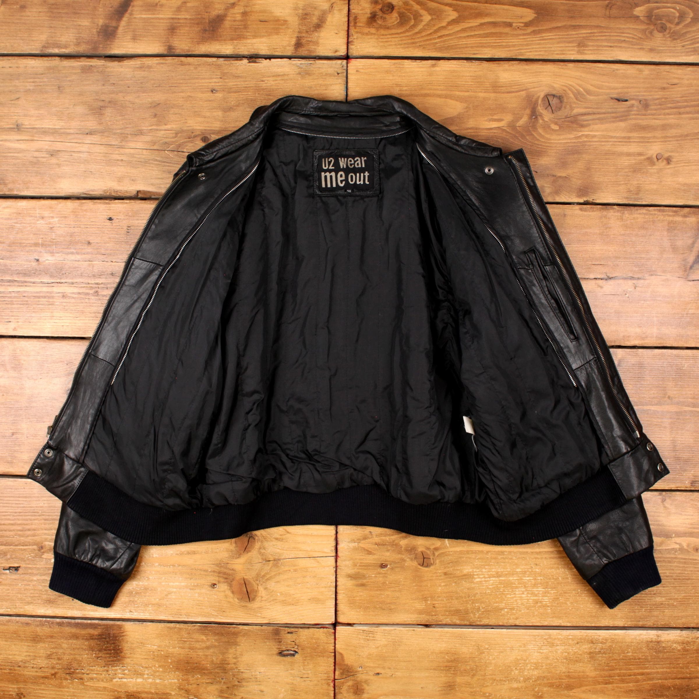 90-'s vintage U2 short leather jacket 44
