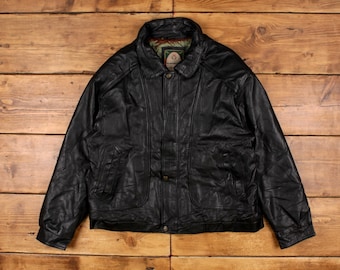 Vintage Members Only Leather Jacket XL 90s Bomber Black - Etsy