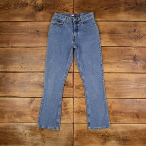 Vintage Tommy Hilfiger Jeans Hose Hose 27x30 Damen Bootcut Blau Baumwolle