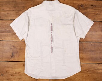 Chemise Vintage Wrangler Western 3XL – Manches Courtes, Perles Snap, 100% Coton Bordeaux, Années 90