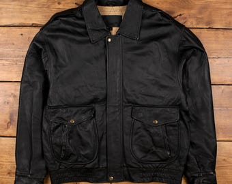 Vintage Corso Italia Leather Jacket S 90s Bomber Black - Etsy