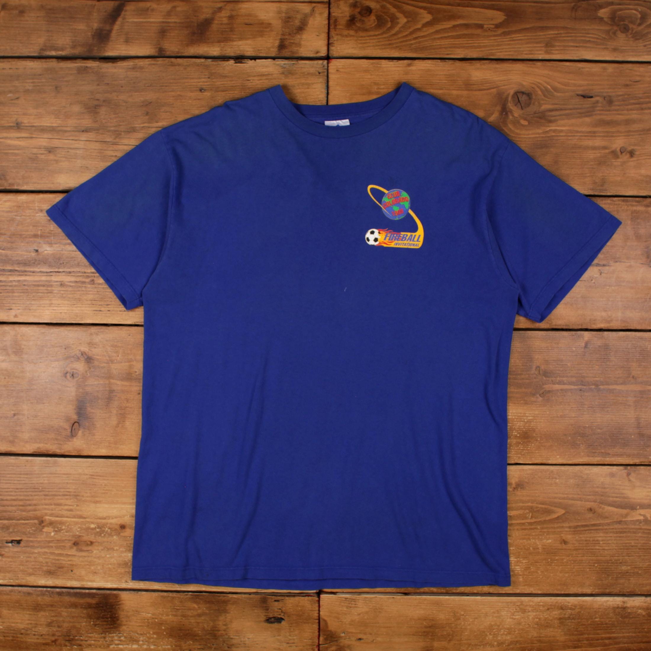 Vintage Adidas Logo T Shirt L 90s USA Made Fireball Invitational