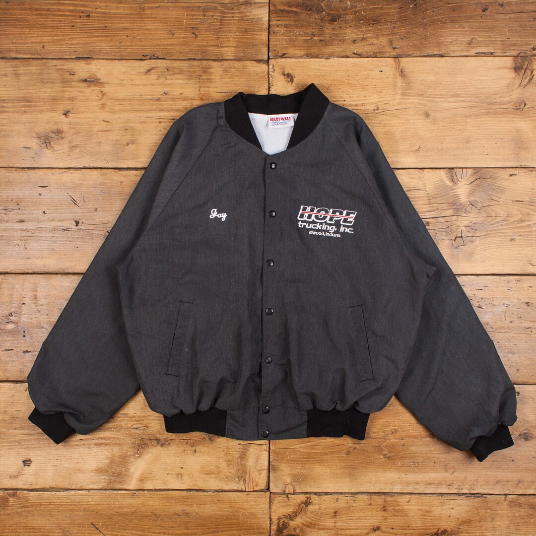 Vintage 90'S Hartwell Nylon Varsity Jacket, Made in USA, Size L, Men's Nylon black type Vintage Second Hand main image 0
