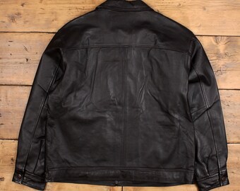 SAINT M×××××× BBJ_LEATHER JACKET XL St. John's Bay Leather Jacket XL Mens 00s Black Moto Biker A2