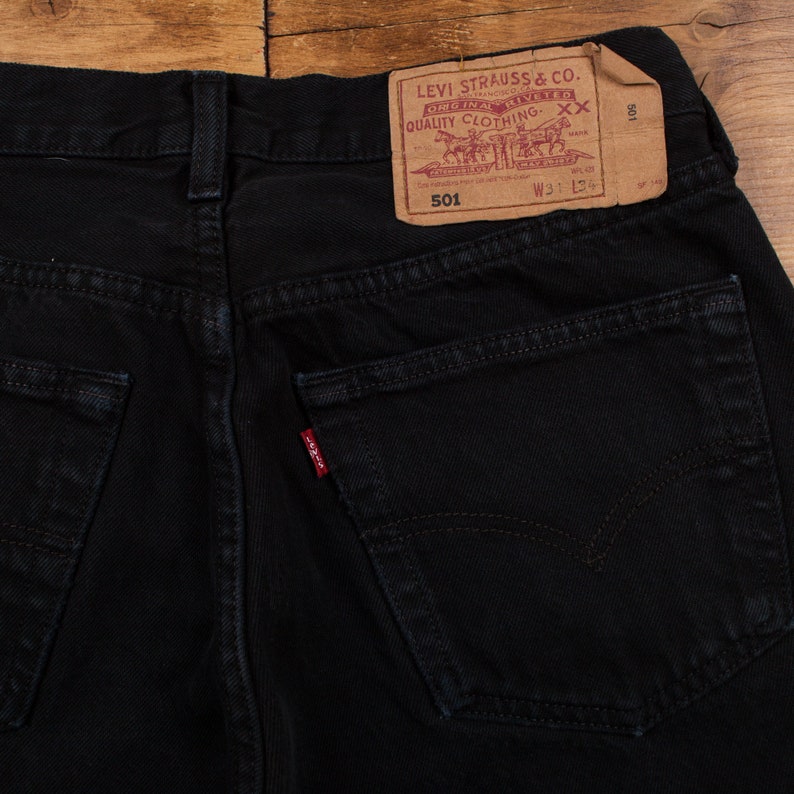 Vintage Levis 501 Jeans 29 x 31 Dark Wash Recht Zwart Rood Tab Denim afbeelding 2
