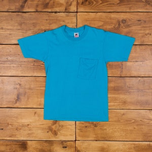 Vintage Fruit of the Loom Single Stitch T Shirt Blank M 90er Jahre USA Made Pocket