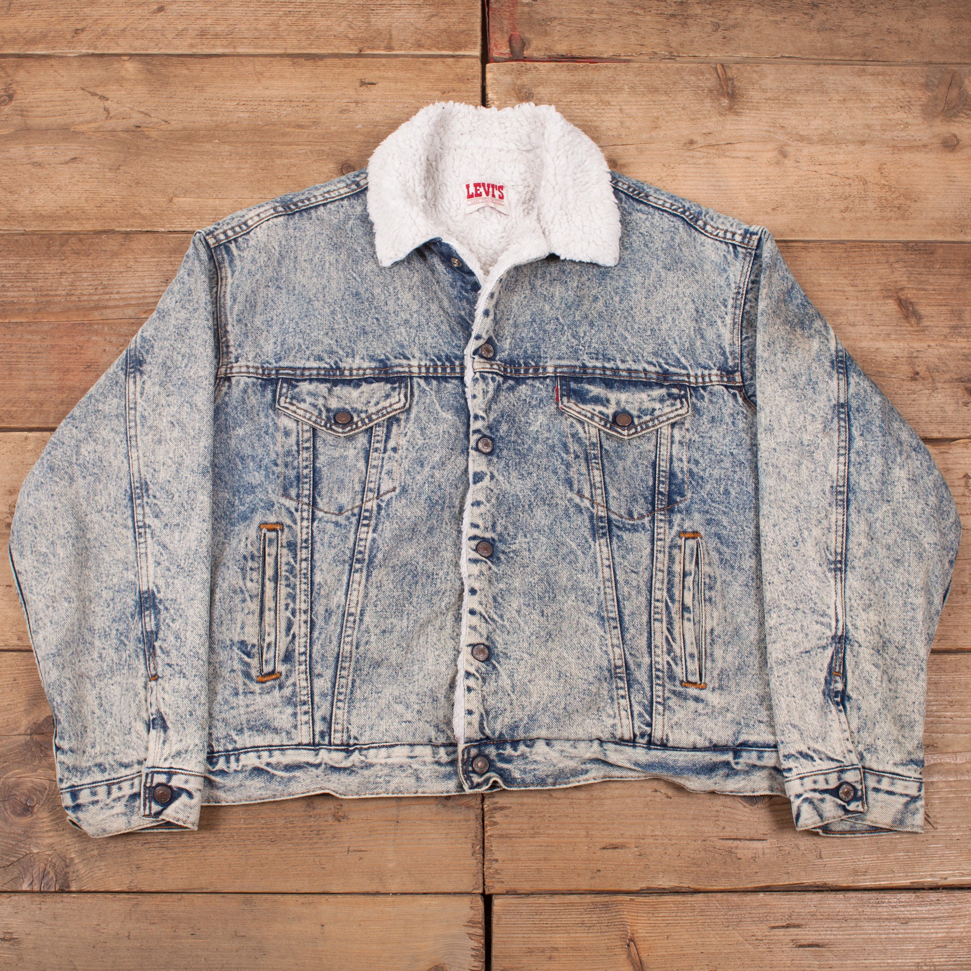 Vintage Levis Jacket 80s Made Acid Wash Denim -