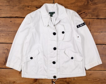 Vintage Ralph Lauren Nautical Jacket M Sailing White Womens