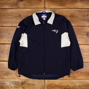 Vintage NFL Windbreaker Jacket L New England Patriots Blue