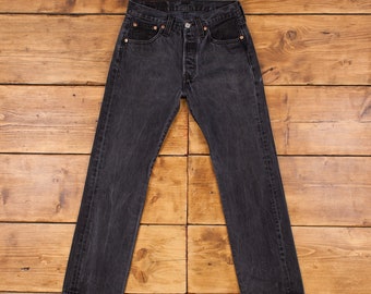 vintage Levis 501 Jeans 28 x 29 Délavage foncé Straight Black Red Tab Denim