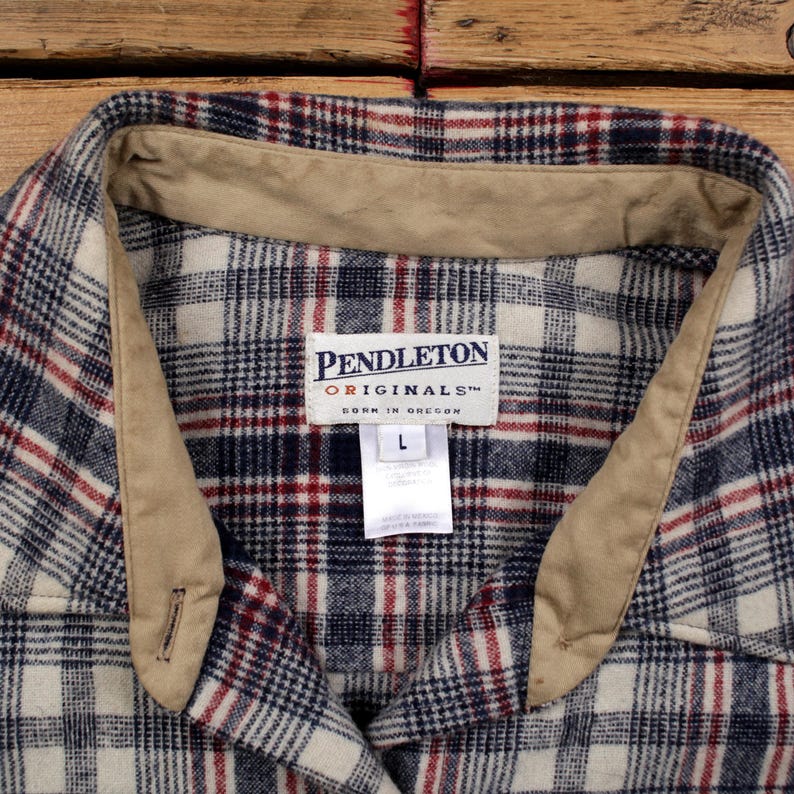 Vintage Pendleton Wool Flannel Shirt Plaid L Womens Long Sleeve Heritage Outdoor image 3