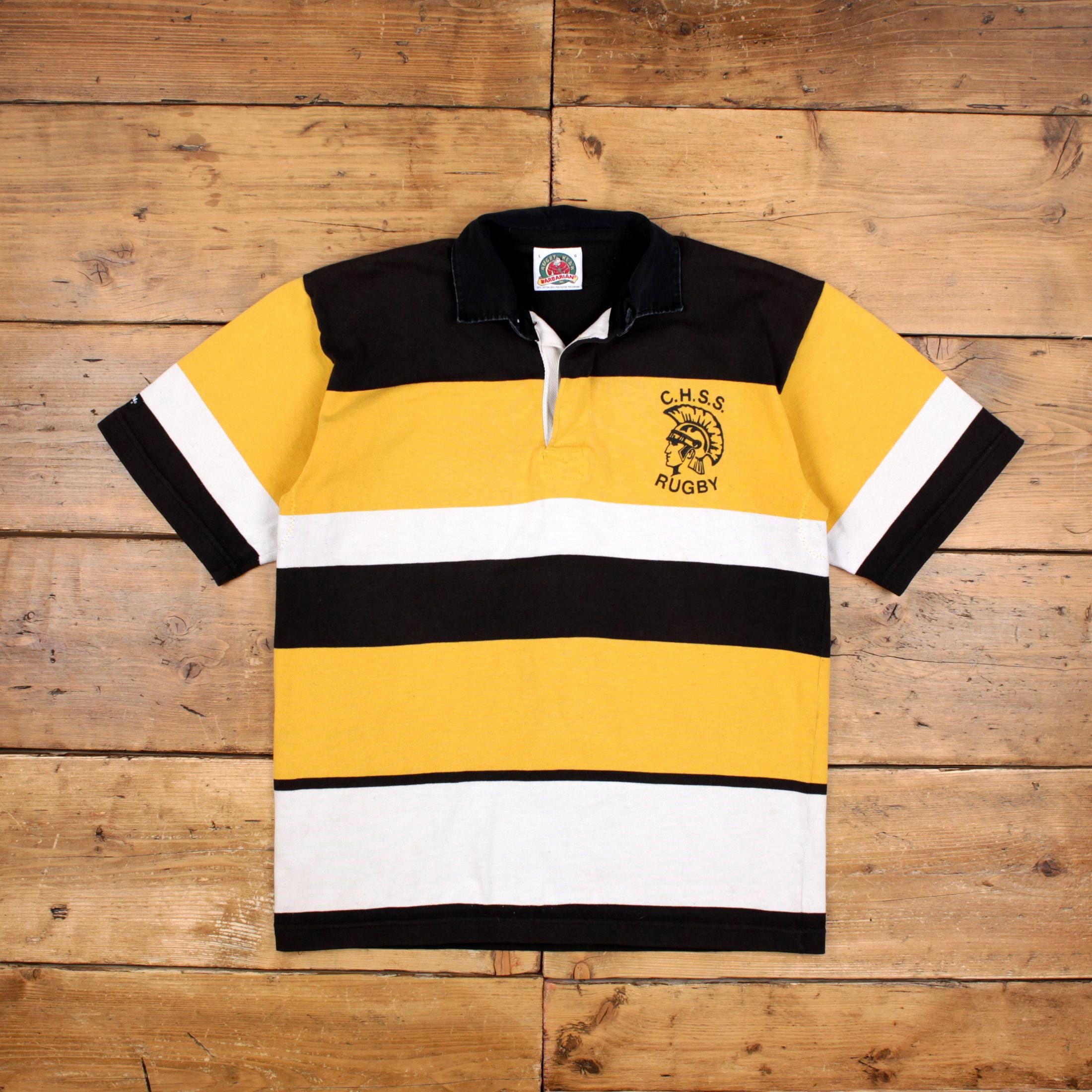 Vintage Rugby T Shirt Large 90s Barbarian Stripe Yellow Tee - Etsy