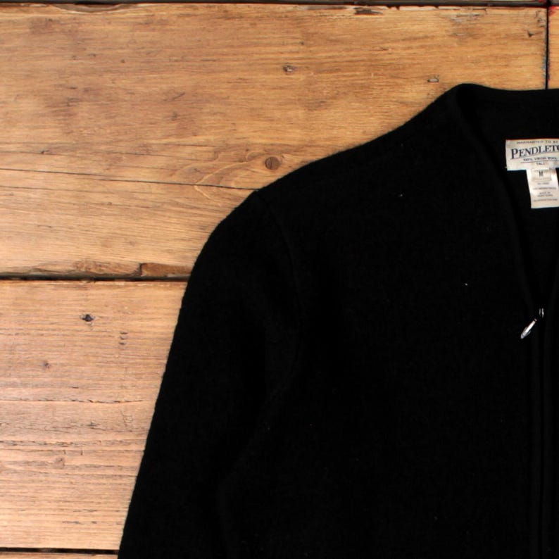 Vintage Pendleton Shacket Jacket M 90s Embroidered Floral Black Womens image 4