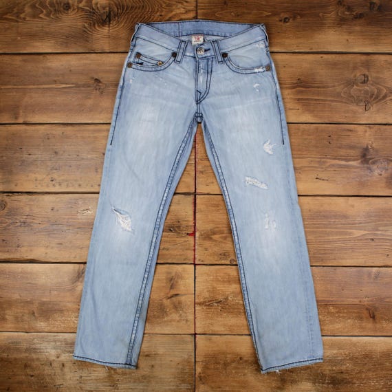 True Religion Bobby Row Jeans 31x34 Mens 00s Y2K Blue USA