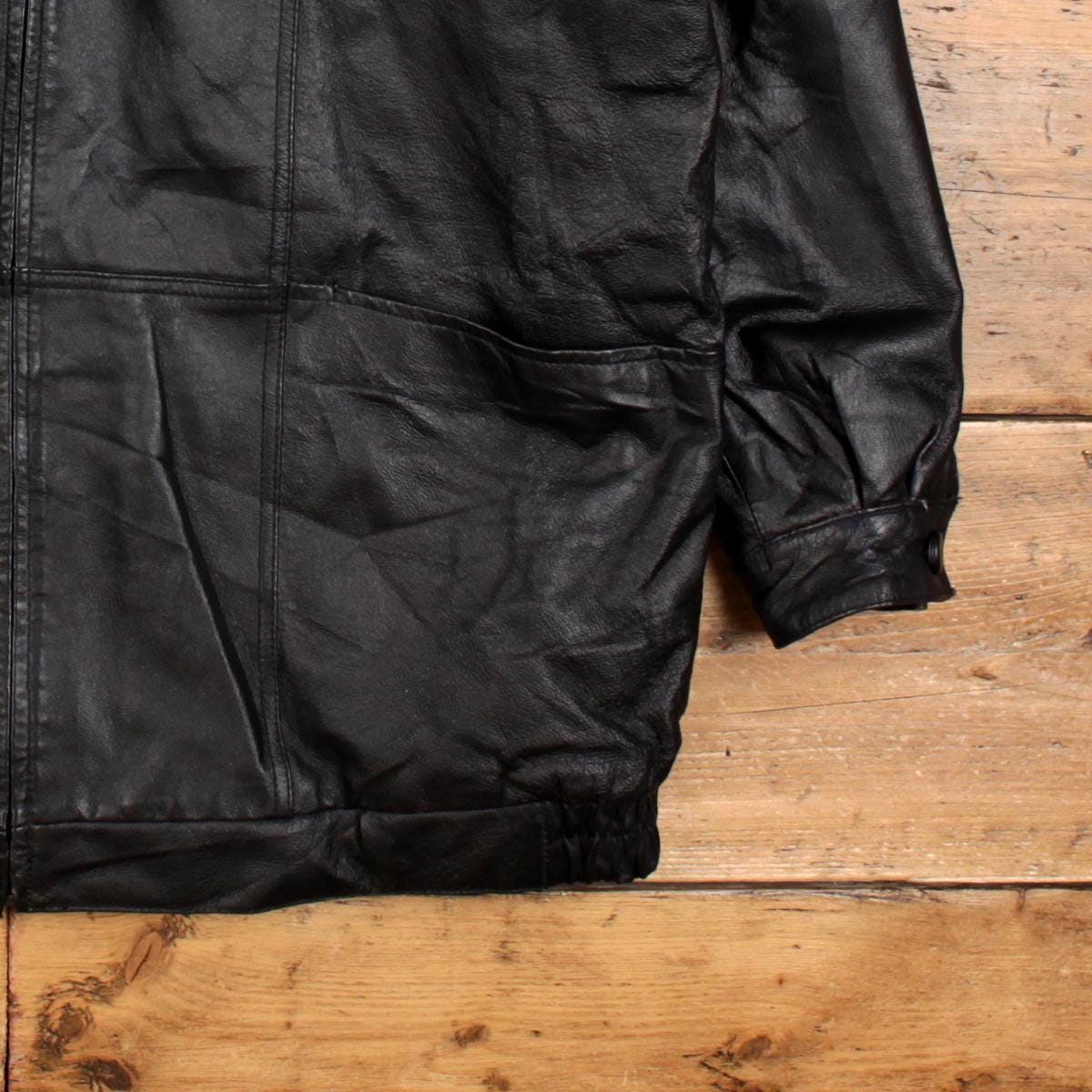 Vintage Venezia Leather Jacket XL 90s Over Coat Black - Etsy