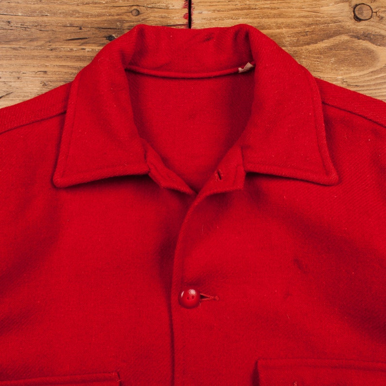 Vintage Outdoors Shirt Button S 50s Wool BSA Mens Long Sleeve Red Solid image 4