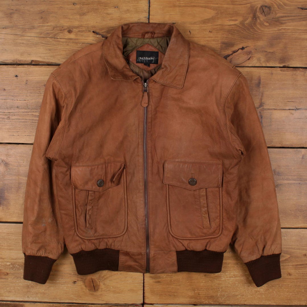 Vintage Rafferty Leather Jacket M 90s Bomber Flight A2 Brown - Etsy