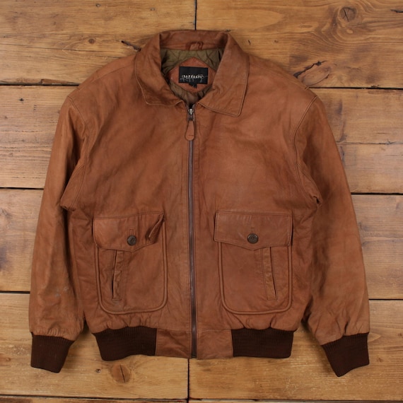 Vintage Rafferty Leather Jacket M 90s Bomber Flight A2 Brown Vintage Rafferty Leather Jacket M 90s Bomber Flight A2 Brown