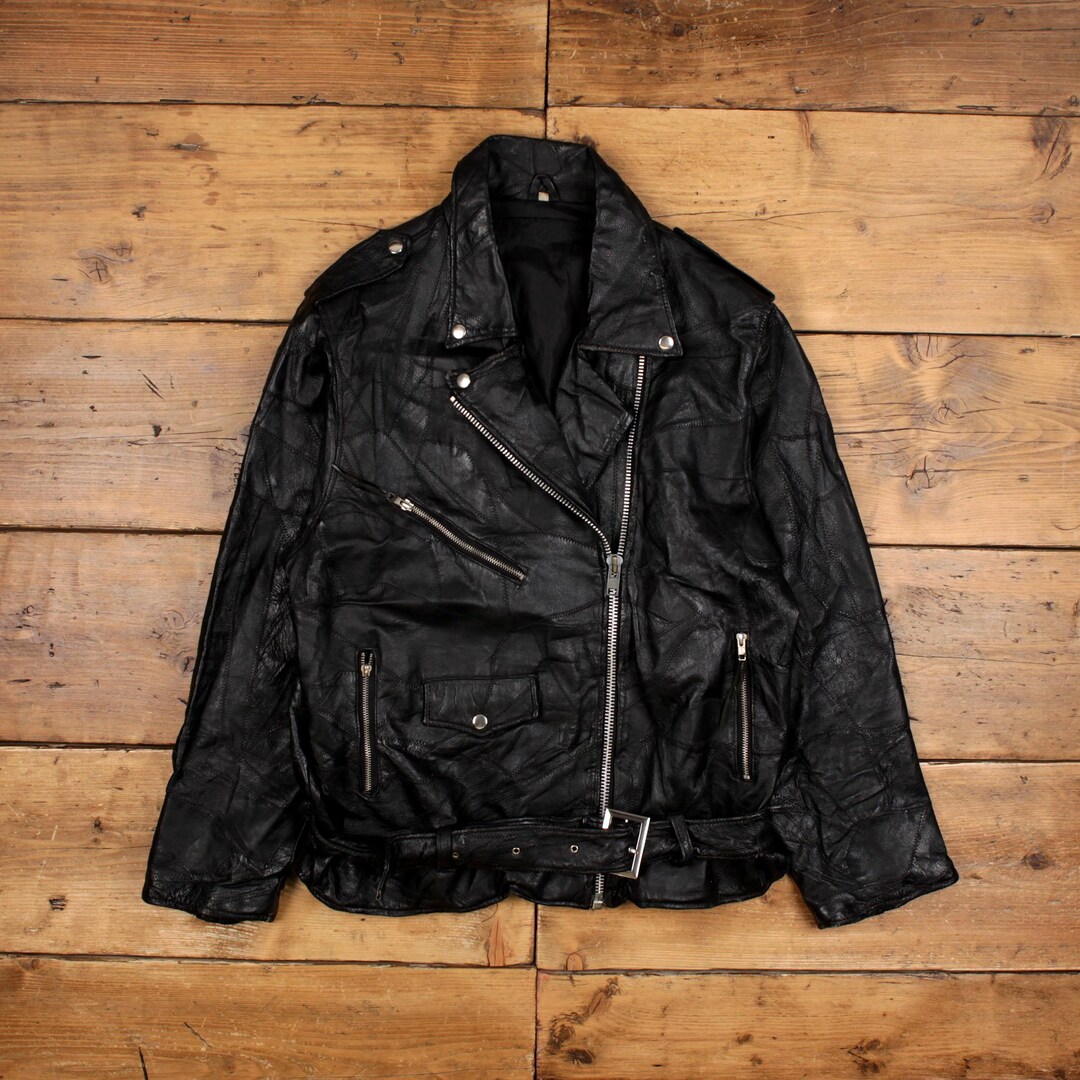 ヴィンテージレザージャケット M バイカー ブラック - Etsy 日本