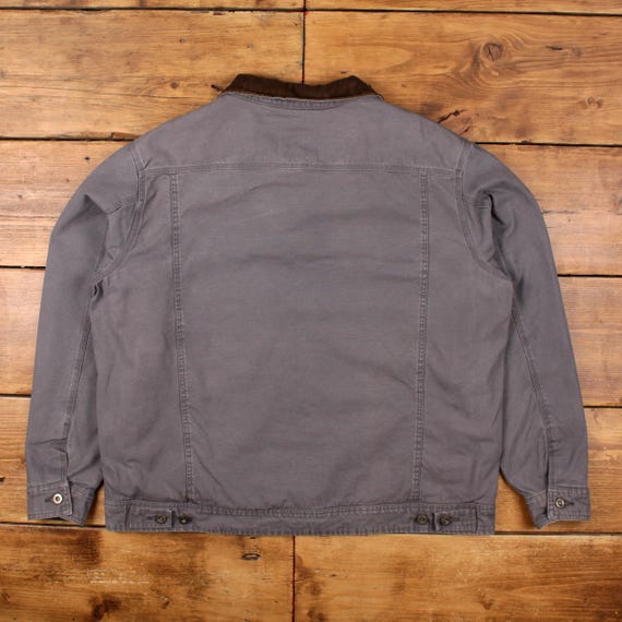 Vintage Woolrich Workwear Jacket 2XL Chore Barn Fleece Lined Grey